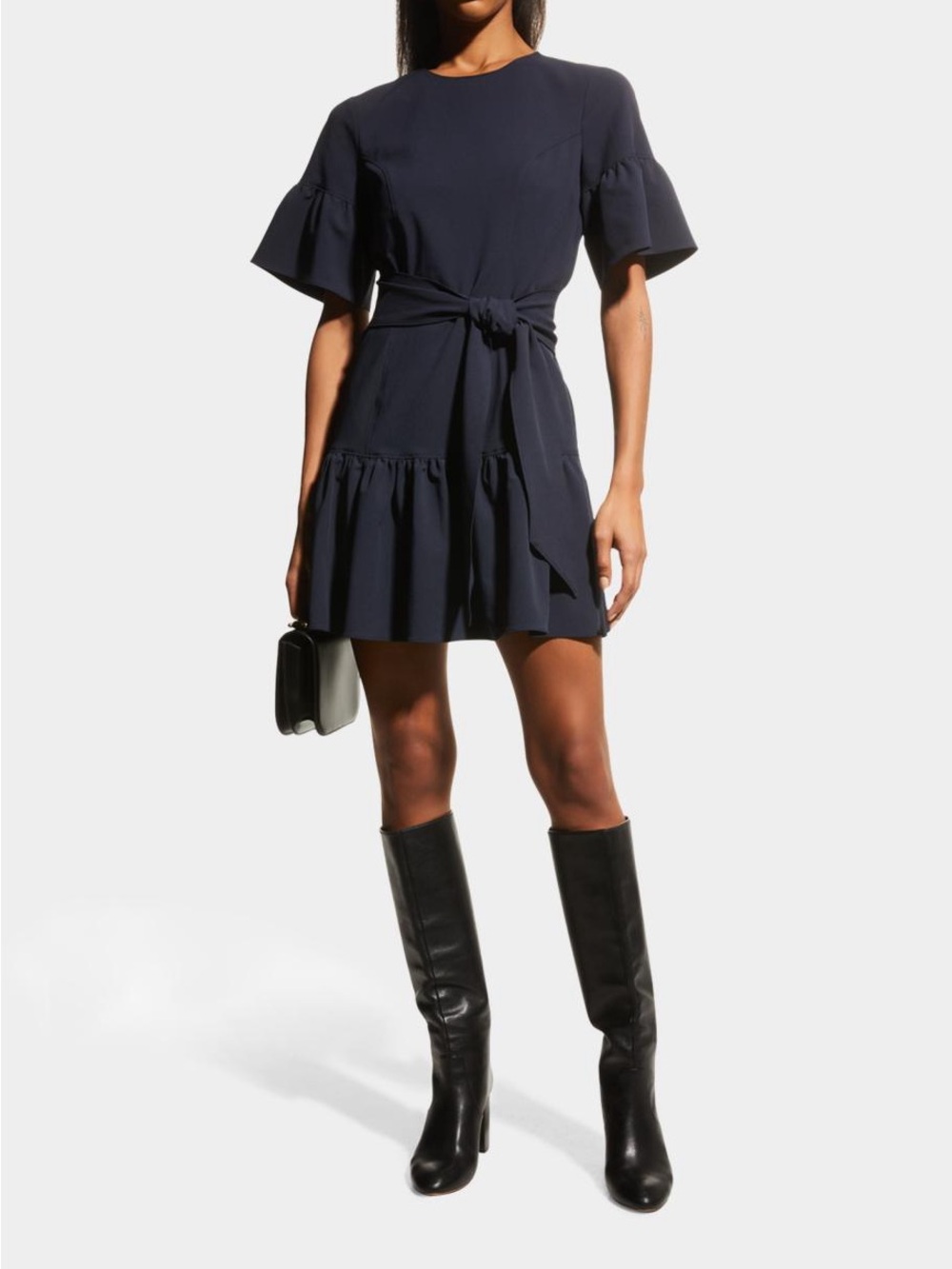 Cinq A Sept Estra Tie-Waist Flounce Dress